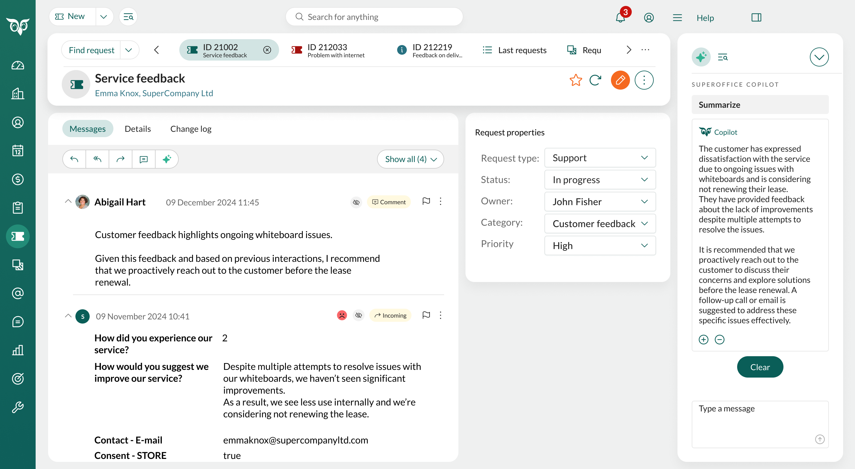 SuperOffice service with Copilot